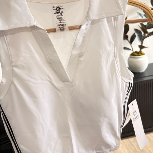 NWT Mono B Side Stripe Cropped Tennis Polo Top - Picture 4 of 5